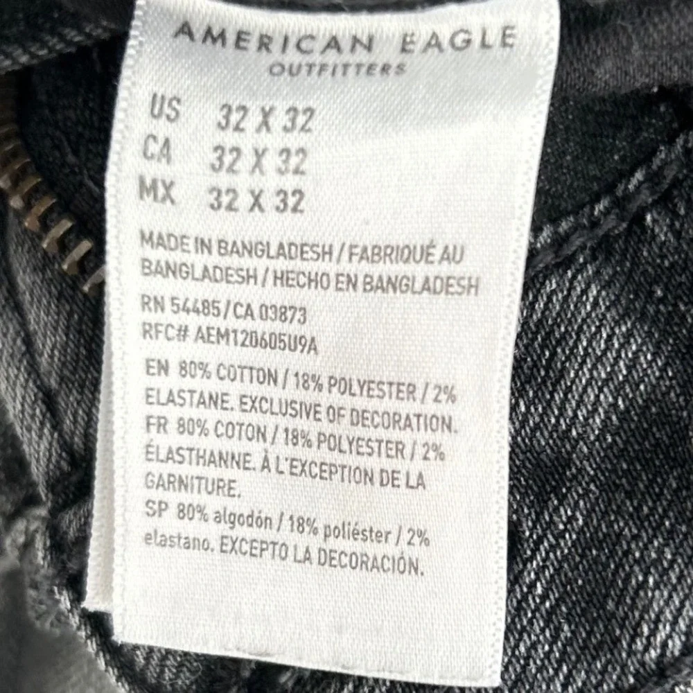 American Eagle Airflex 360 Slim Distressed Jeans 32x32 Washed Black 03/21 5867
